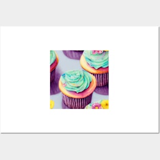 Watercolor cupcake pattern Posters and Art